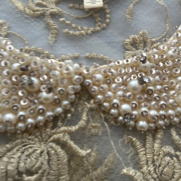 ANTHROPOLOGIE MOULINETTE SOEURS SHEER BLOUSE WITH BEADED COLLAR SIZE MED NWT - Picture 5 of 16